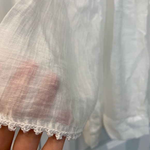 BCBGMaxazria Semi Sheer Peasant Embroidered Blouse Top - Picture 5 of 11